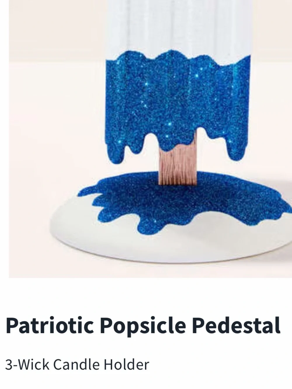 “New” Bath & Body Works Red,White & Blue Glitter Popsicle  3 wick candle holder